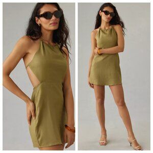 Reformation Mabli Linen Dress Halter Cut-out New